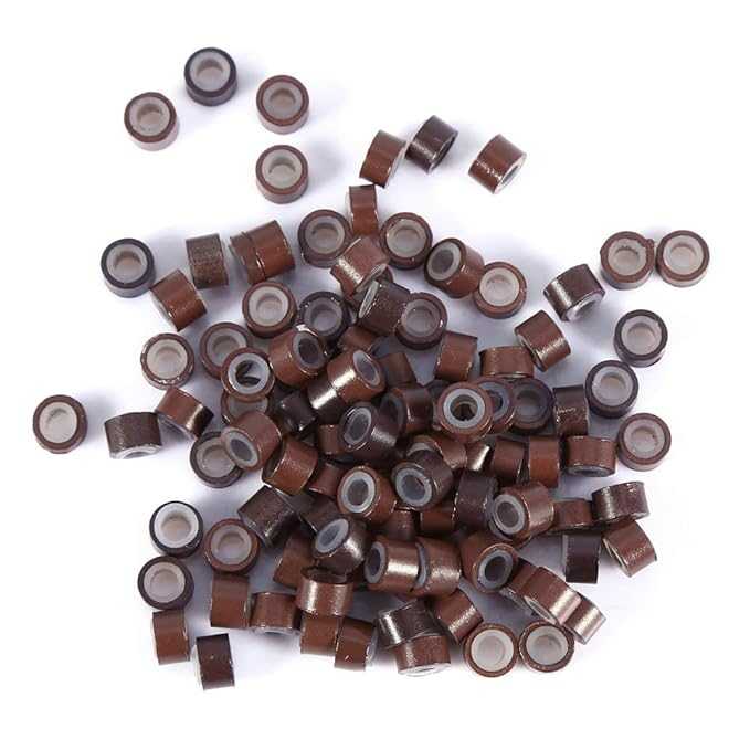 YANTAISIYU 200pcs Micro Silicone DARK BROWN Rings Hair Extensions Kit