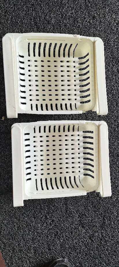 set of 2 Adjustable Fridge Storage Basket | Expandable Plastic Drawer Organizer
