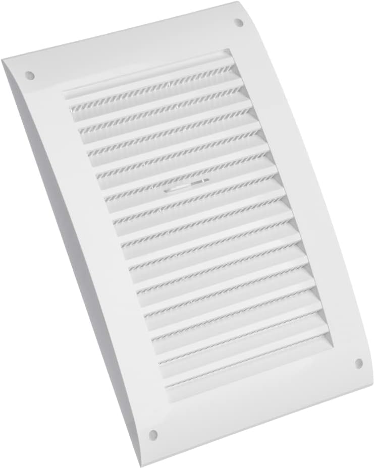EUROPLAST 170x250mm / 6.7x10 inch Air Vent Cover - Adjustable Ventilation Grille with Flyscreen - ABS Plastic White