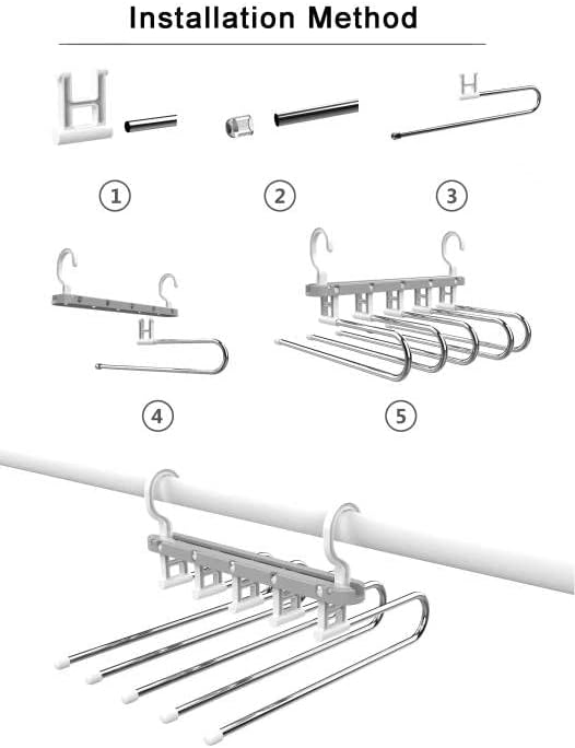 5 Tier Multi-Functional Space Saving Pants Hangers for Hanging Pants, Scarfs, Belts, Shirts, Etc. (Multiple Colors) (Grey)