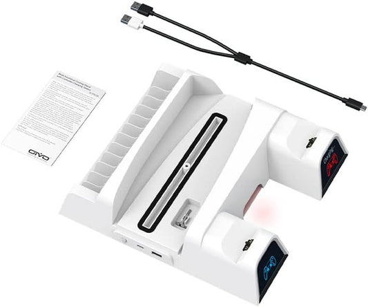 Aokicase PS5 Controller Charging Station β Dual Charger Dock with LED, Cooling Base & Headset Holder for PlayStation 5