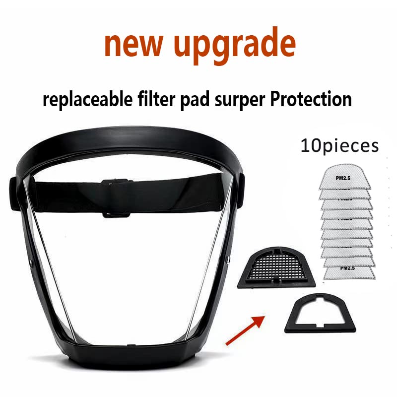 Transparent Anti-spray Face Shield Kitchen Protective Mask Splash-proof Full Face Cover Unisex Clear Goggles Kitchen Tools with PM2.5 filter