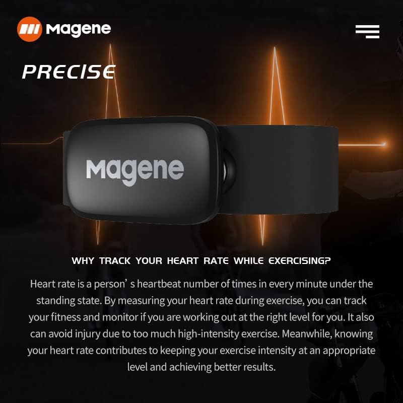 Magene H003 (H64 New Version) Heart Rate Monitor, Heart Rate Sensor Chest Strap, Protocol ANT+/Bluetooth, Compatible with iOS/Android APPs