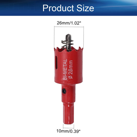 Auniwaig 26mm/1.01" Bi-Metal Hole Saw 25mm/1" Deep Bimetal Hole Cutter HSS Drill Bit for Cutting Metal Wood Plastic