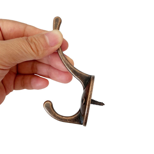 Rustic Copper Double Coat Hook – Wall Mount Robe Hook for Entryway, Bedroom & Bathroom