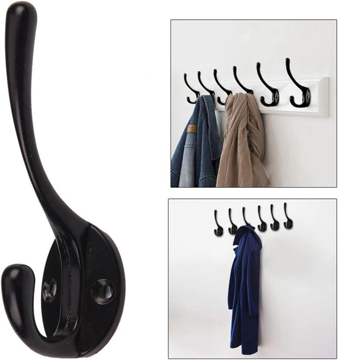 CAZARU Coat rack Double Coat Hook 10 Pcs Classic Iron Hanger Hook Decoration Hallway Coat Hat Storage Household Key Holder Wall Decor Wall-mounted coat rack