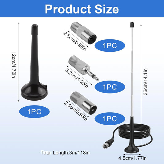 Dab FM Radio Antenna with Magnetic Base, 75 Ohm Internal TV Antenna Compatible with Stereo Tuners, AV Receivers, Amplifiers, Home Cinema and Hifi Systems