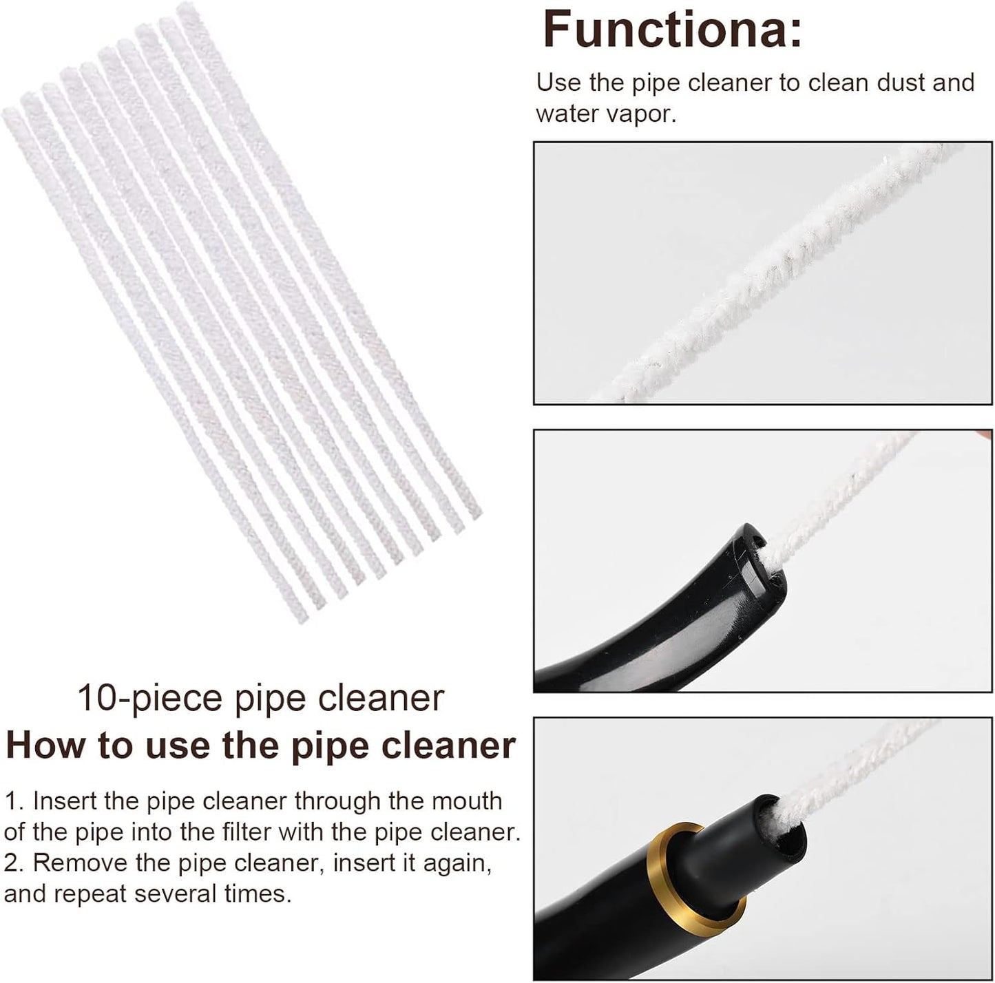 Joyoldelf Smoking Pipes, Exquisite Ebony Wood Tabacco Pipe, Tobacco Pipe Starter Kit with Pipe Cleaners, 9 mm Pipe Filters, 3-in-1 Pipe Scraper, Pipe Bits,...