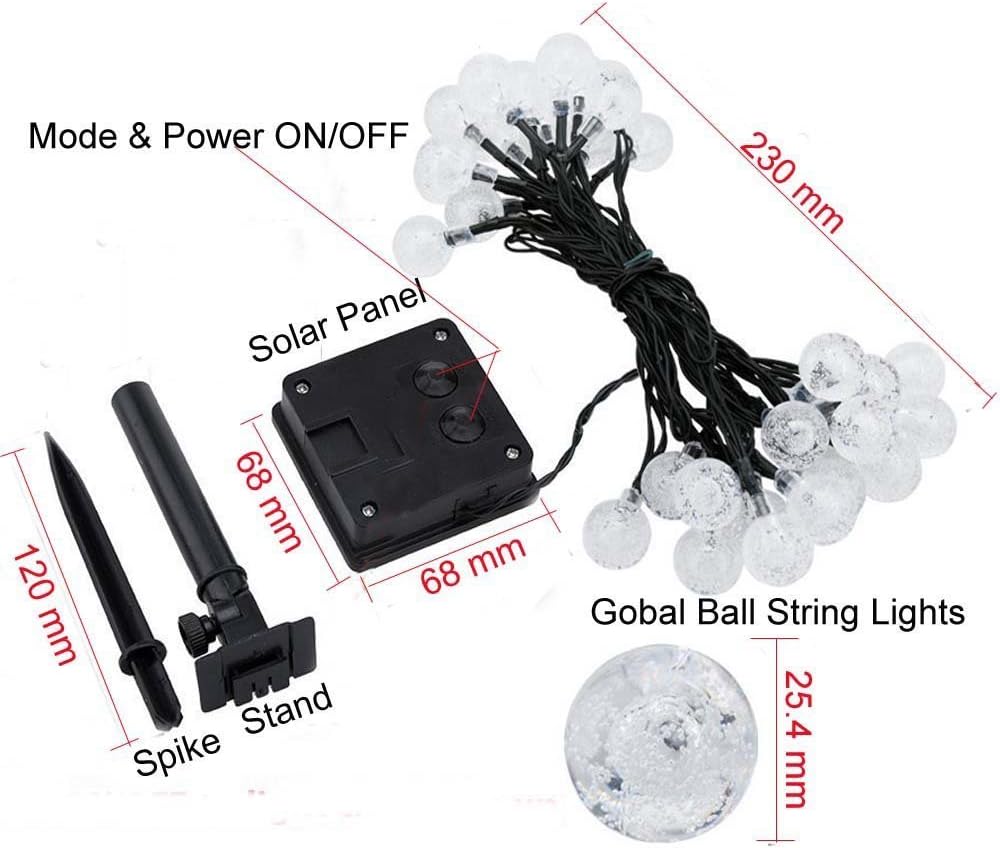 Solar String Lights, KEEDA 30 LED Crystal Ball Globe Fairy Patio Lights for Outdoor Garden (Warm White)