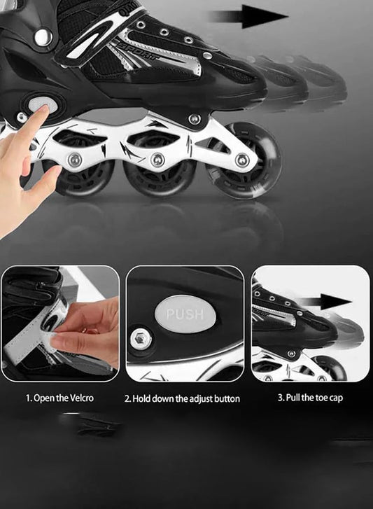 4 Types Size Adjustable Inline Skates Kids Adults for Outdoor Flash Men and Women Inline Skates Beginners Featuring All Illuminating Wheels Roller Shoes Pu...