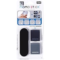 MOMOSTiCK Original Momoclip + Finger Holder – Mobile Phone Grip & Ring Combo Pack (Black)