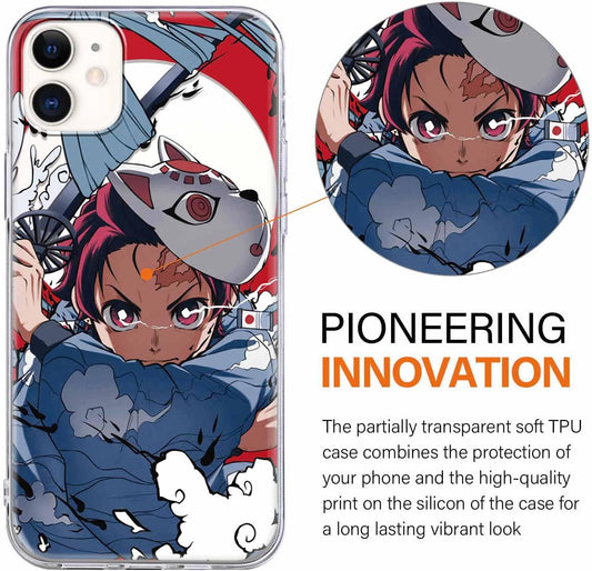 Eouine Case for Apple iPhone 11 Case (6.1 Inches), Soft Transparent TPU Silicone Protective Case with Anime Demon Slayer Tanjirou Nezuko, STO...