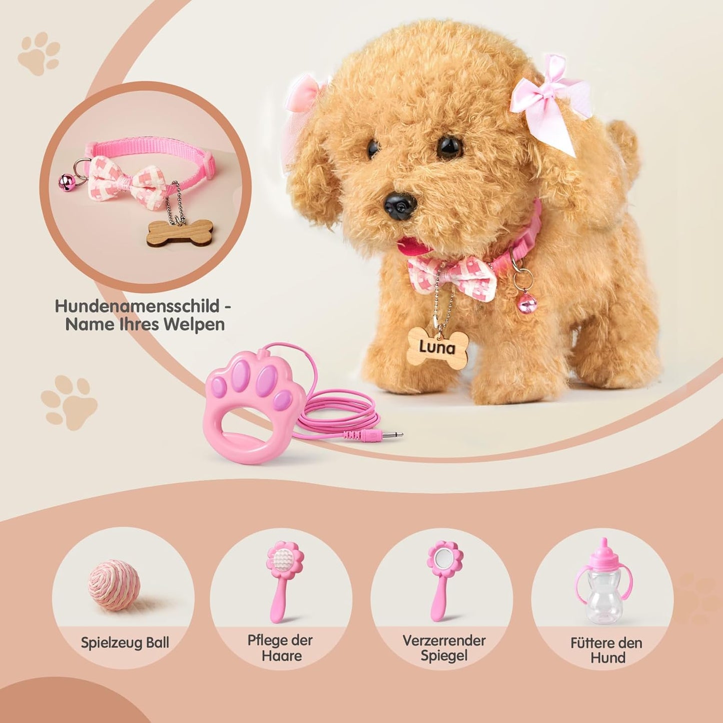 Stimmungs Interactive Pet Dog with Function for Children, Toy Plush Toy Dog with Walking, Barking, Tail Wagging, Electronic Pet Dog for Toddlers, Girls, Boys