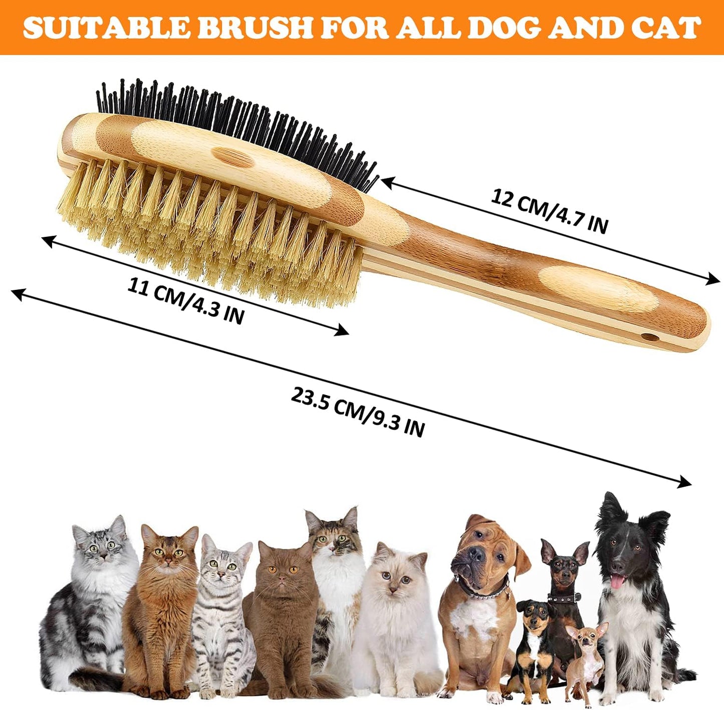 Grooming Brush for Dog & Cat, 2 in 1 Dog Pin Brush and Bristle Soft Brush, Dogs Comb and Brush for Cleaning Loose Fur & Dirt, Msuitable for Long and...