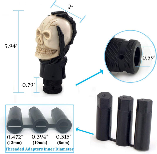 Thruifo Manual Car Knob Shift Handle Magic Skeleton Stick Fits Most MT Gears Beige and Black