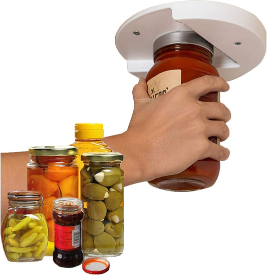 Jar Opener,Remove Stubborn Lids Under Cabinet Jar Lid & Bottle Opener Ideal Kitchen Gadget for Weak Hands and Seniors with Arthritis