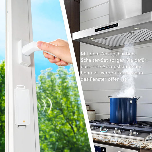 Radio Exhaust Control with Window Magnetic Contact and Radio Socket for Cooker Hood Fireplace Window Switch Wireless Window Contact Switch