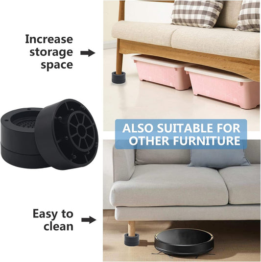 HANIHUA 4 Sets Black Round Furniture Risers, Heavy Duty Bed Risers Lifts Height 1", 2", 3 inch, Adjustable Bed Lifts Risers for Bed Frame, Furniture...