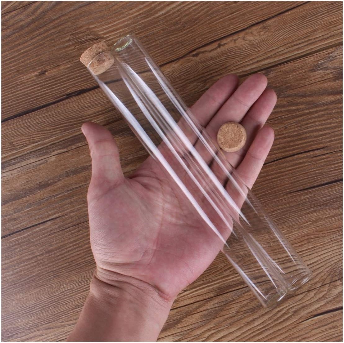 Pangyoo PYouo-Big Test Tubes, 15 Pieces Long Test Tubes, 55ml 22 * 220mm, with Cork Lids Glass Jars Glass Vials Small Glass Bottles, for DIY Craft Accessory