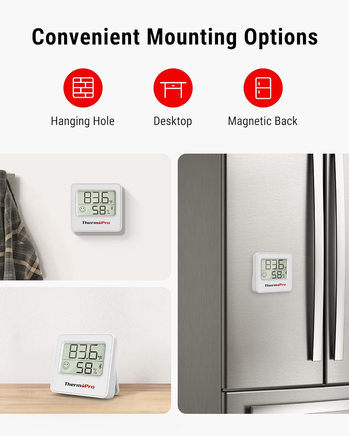 ThermoPro TP357 2 Pack 260FT Bluetooth Hygrometer Room Thermometer for Home with Remote Temperature and Humidity Monitor & Smart APP, Temperature...