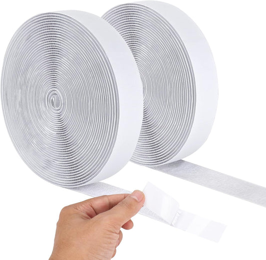 20Ft*1 inch Hook and Loop Tape Roll with Heavy Duty Adhesive - Fastener Mounting Tapes Strips with Sticky Back for Sewing, Crafting,DIY- Indoor or Outdoor Use