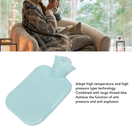 500ML Hot Water Bag, Thicken Soft PVC Hot Water Bag, Pressure Resistant Explosion Proof Portable Warm Water Bottle for Hand Back Neck (Blue)