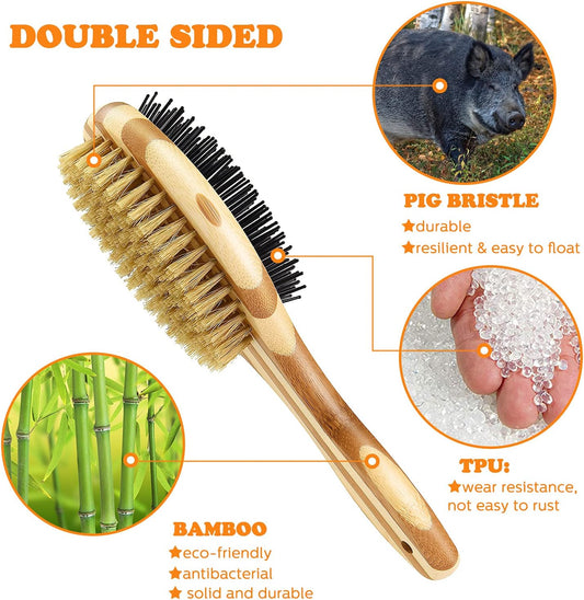 Grooming Brush for Dog & Cat, 2 in 1 Dog Pin Brush and Bristle Soft Brush, Dogs Comb and Brush for Cleaning Loose Fur & Dirt, Msuitable for Long and...