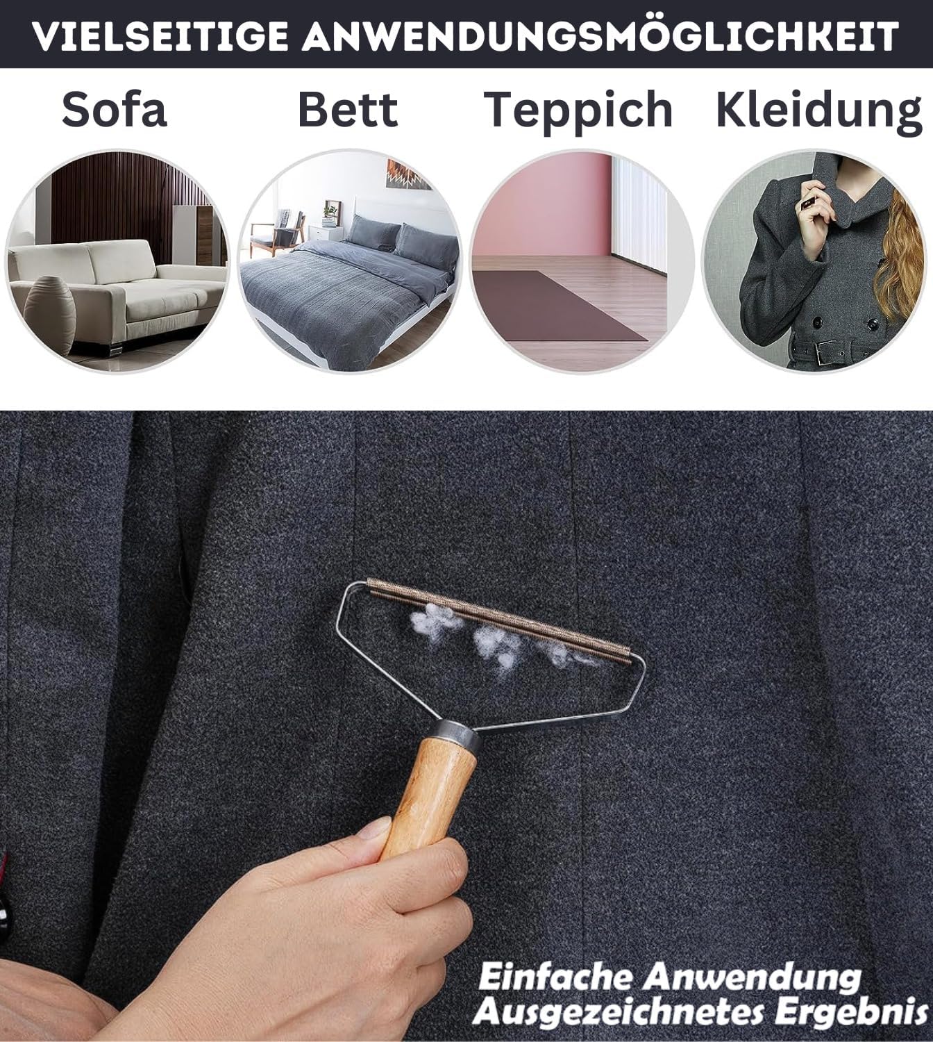 Kronwahl 2 PIECE reusable manual lint shaver, convenient lint remover, portable and efficient lint brush, lint roller for clothes, carpets, pet hair and more