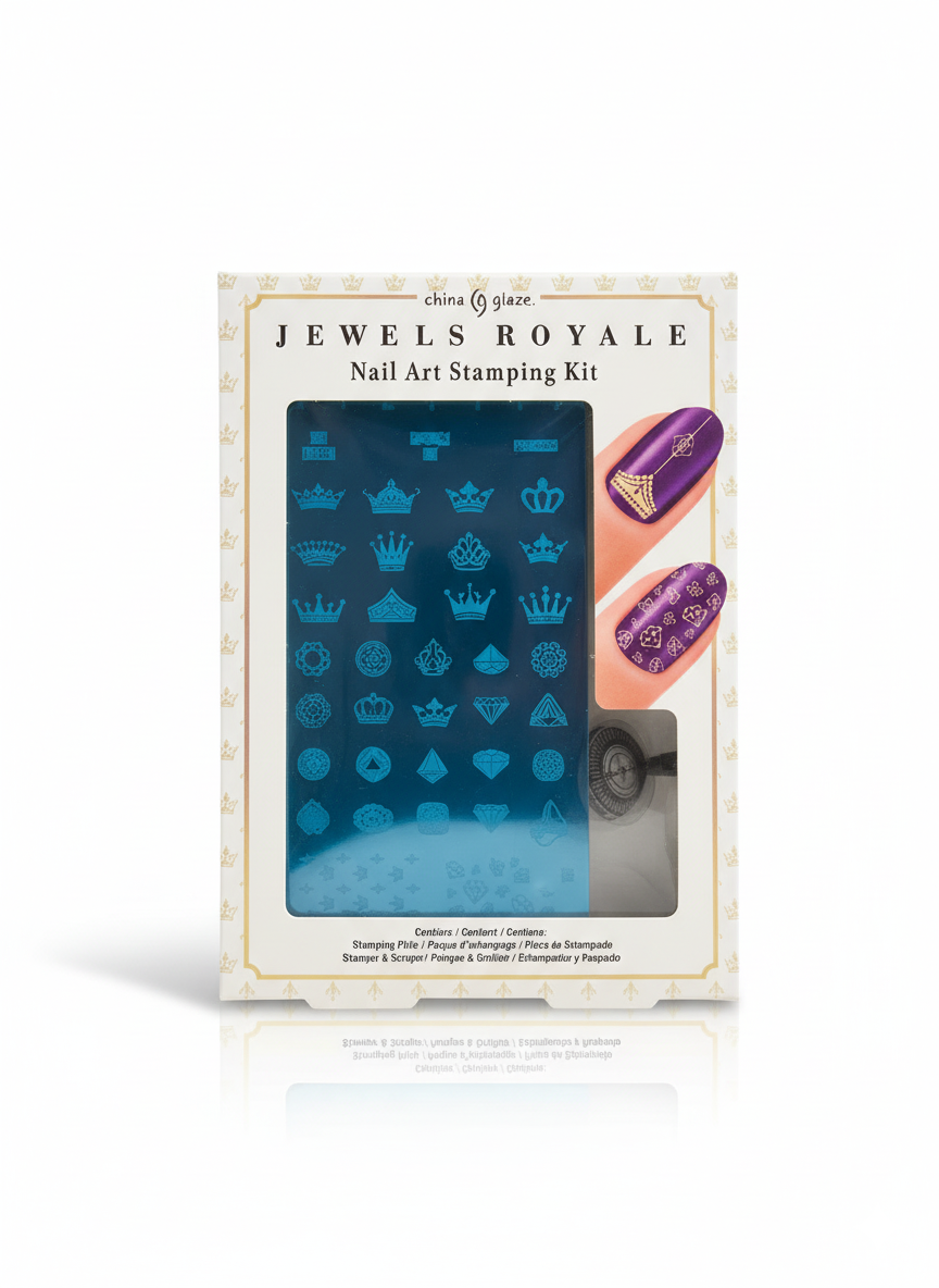 China Glaze Jewels Royale Nail Art Stamping Kit with Plate, Stamper & Scraper