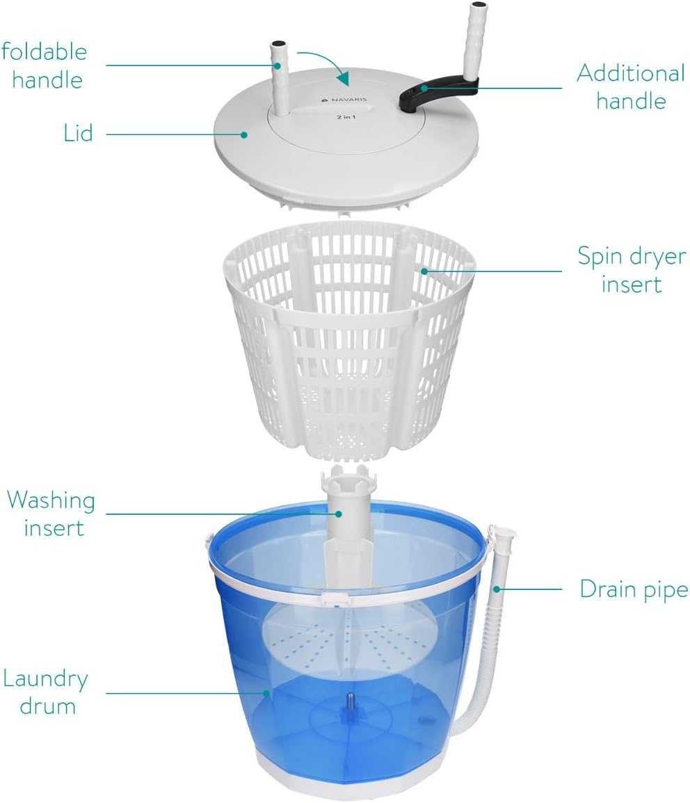 Navaris 2 in 1 Mini Washing Machine and Laundry Spinner