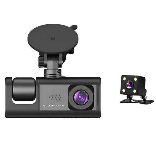 Black Box 3-Channel 1080P Dash Cam β Front, Interior & Rear Car Camera with Night Vision