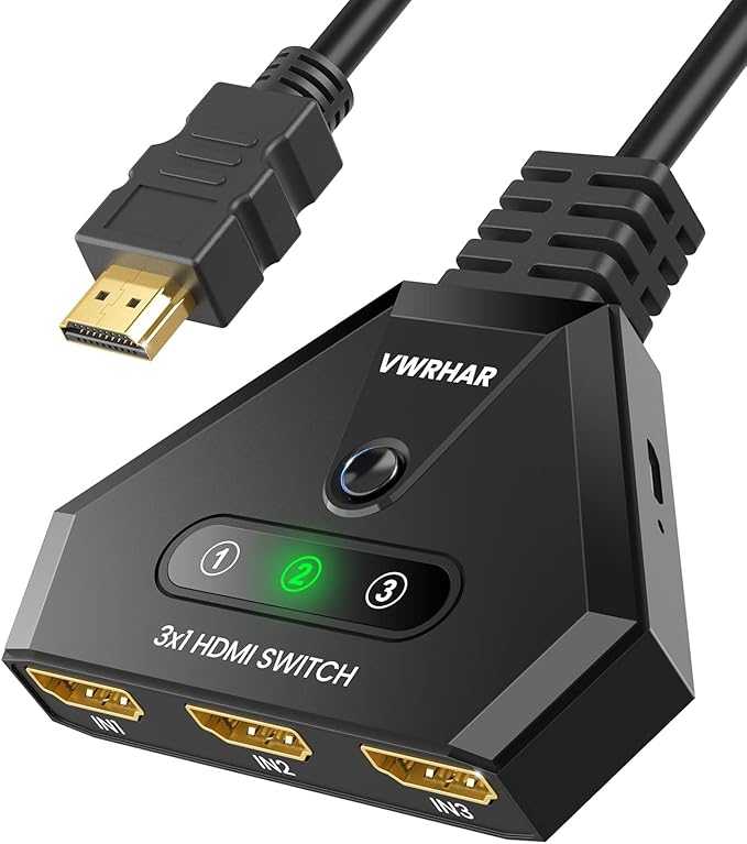 VWRHar HDMI Switch HDMI Switch 4K 60Hz 3 Input 1 Outputs Multi HDMI with High Speed Cable