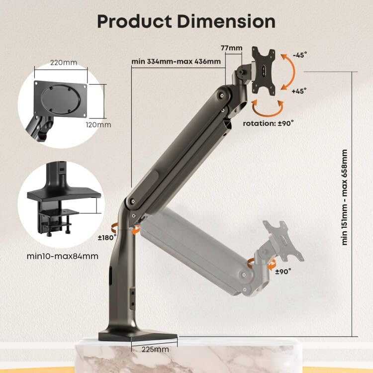 PUTORSEN Ultrawide Single Monitor Desk Mount Monitor and TV