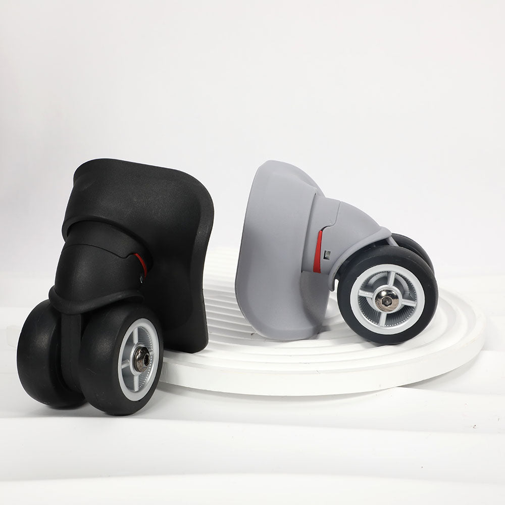 2 Pairs Luggage Suitcase Trolley Wheels with Axles – 49mm Black Replacement Set