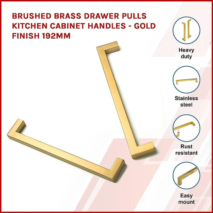 Randy & Travis Machinery Brushed Brass Drawer Pulls – Contemporary Gold Cabinet Handles for Kitchen & Bathroom