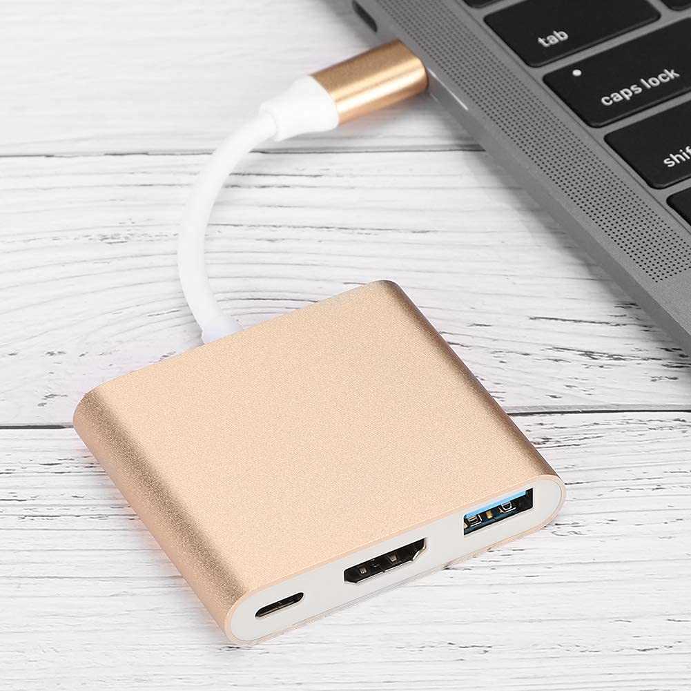 Excluzo Set 3 in 1 Type c Adapter Type c Converter Optional Color Type c to Converter for Presentations Exhibitions Gold