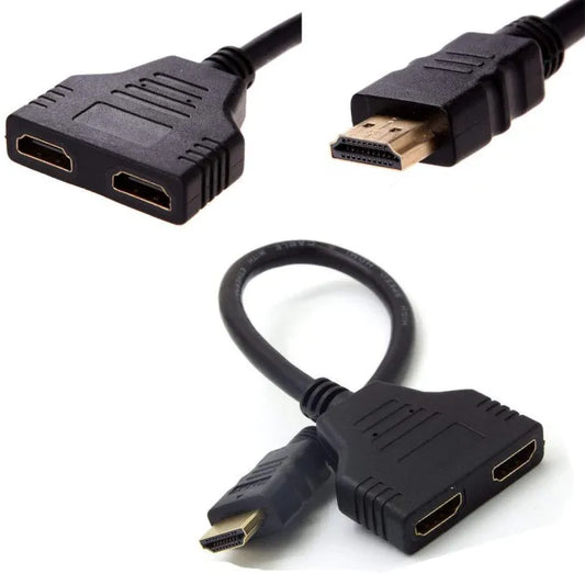 2 Way HDMI Splitter Cable. HDMI Male to 2 HDMI Female. Connect 2 HD Devices.