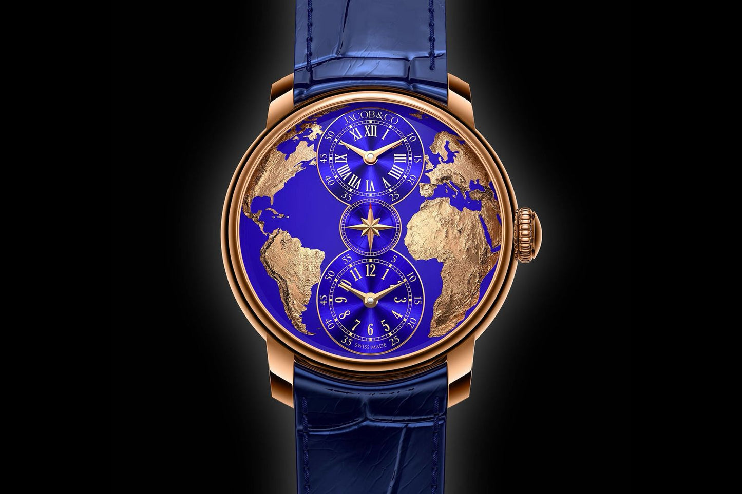 Men's Fashion JACOB Personalized and Trendy Mechanical Watch Waterproof Business Blue Planet Watch