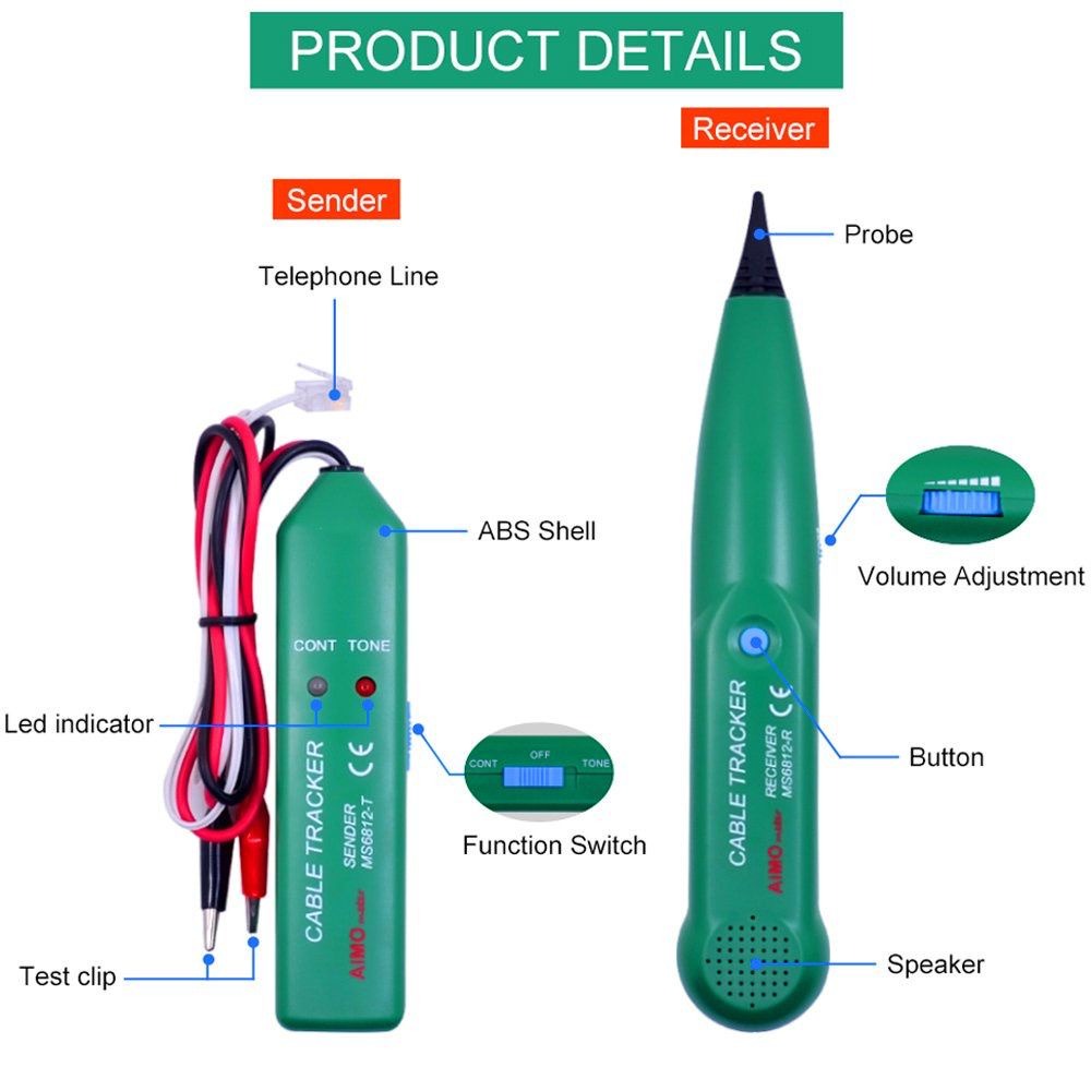 Multi-Functions Cable Tracker Tester Professional Line LAN detector UTP STP Telephone Wire Tracer Breakpoint location Diagnose Tone