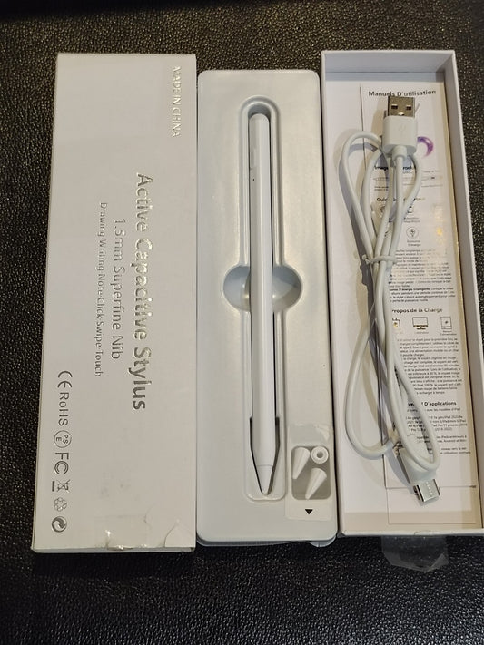 Active Capacitive Stylus Pen 1.5mm Superfine Nib Drawing Writing Note Click Swip
