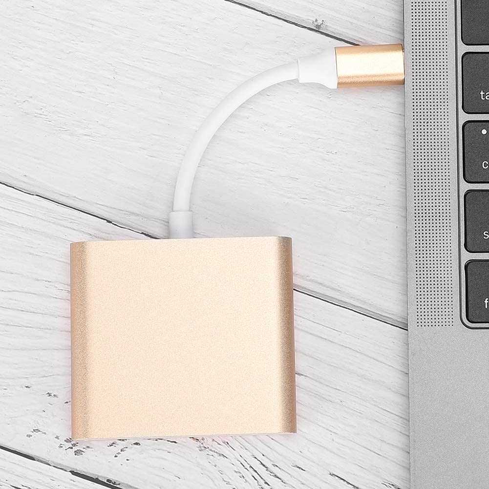 Excluzo Set 3 in 1 Type c Adapter Type c Converter Optional Color Type c to Converter for Presentations Exhibitions Gold