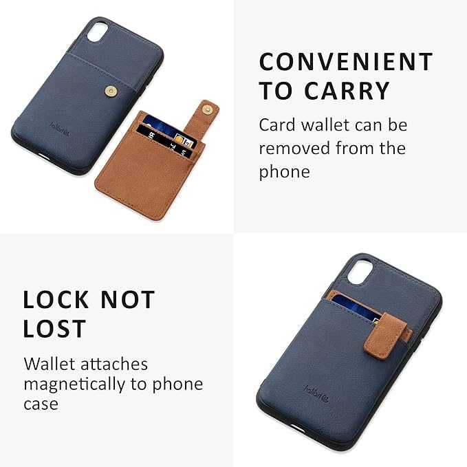 kalibri Hard Case Compatible with Apple iPhone X Case with Card Slots PU Leather Design with TPU Bumper Dark Blue Brown