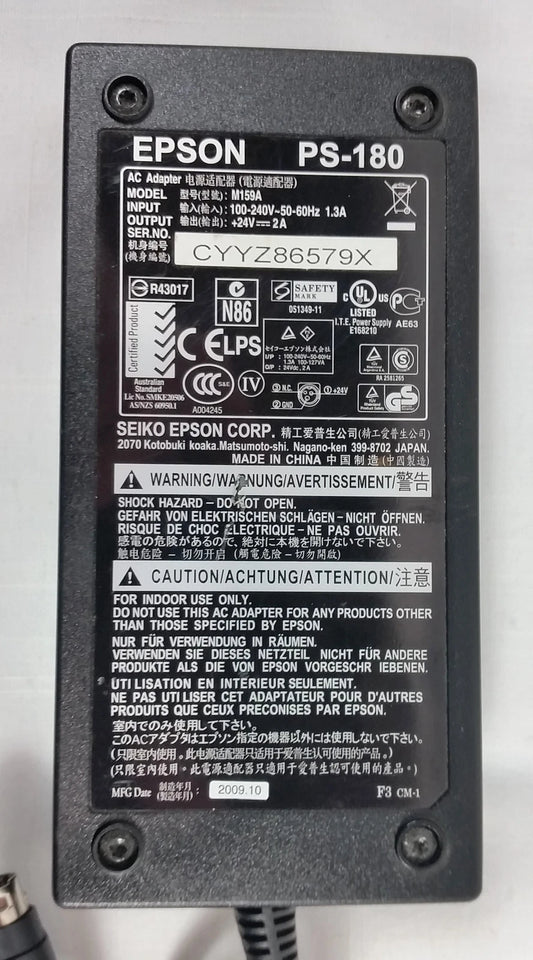 Epson PS-180 M159A AC Adapter 24VDC 2.0A Tip is 3 pin mini din Receipt Printer
