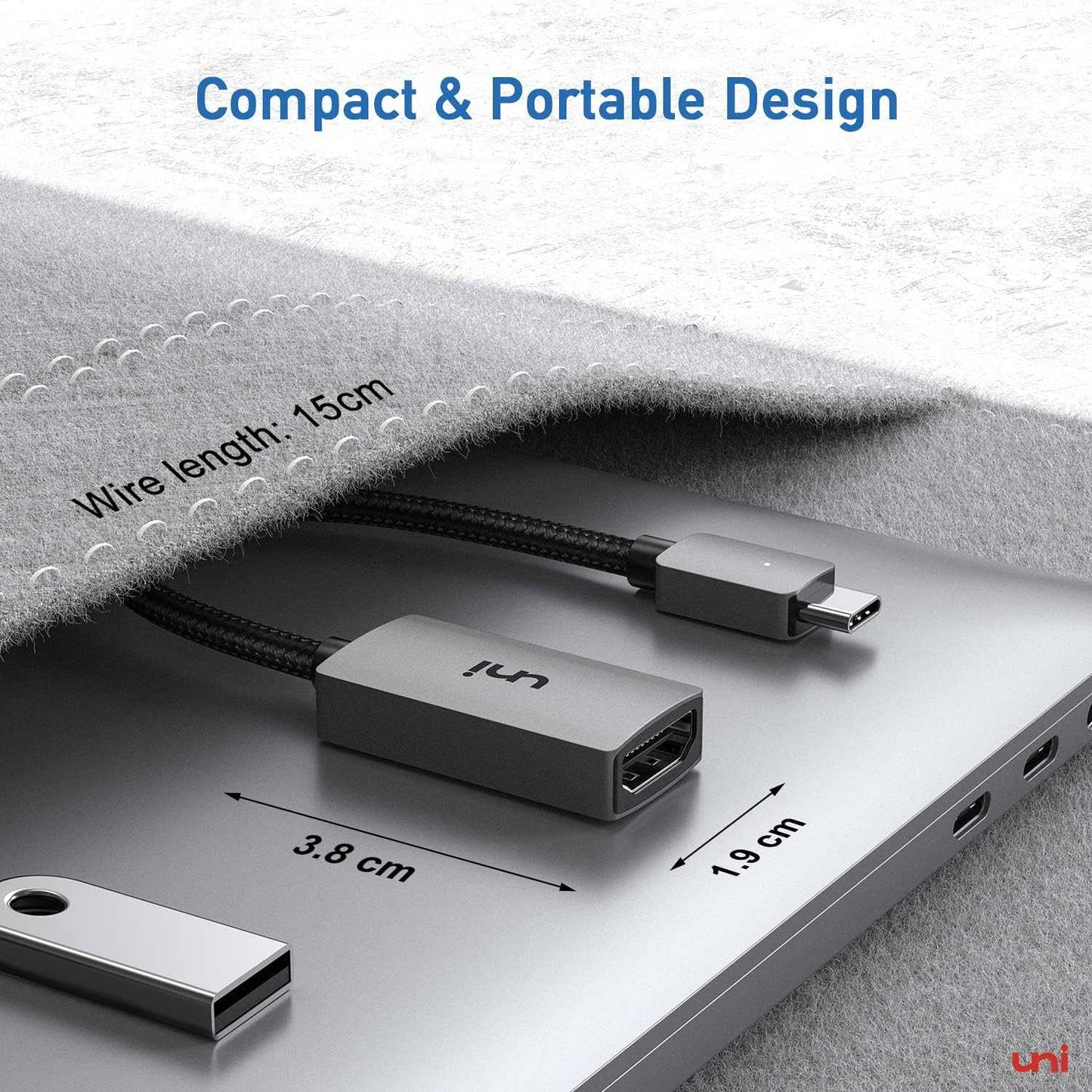 uni USB C to HDMI Adapter 4K High Speed HDMI to USB C Adapter