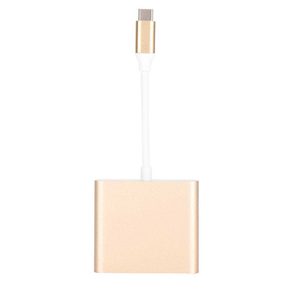Excluzo Set 3 in 1 Type c Adapter Type c Converter Optional Color Type c to Converter for Presentations Exhibitions Gold