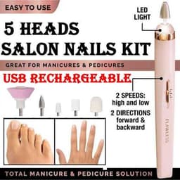 1 Free Gift With 5 In 1 Rechargeable Flawless Salon Nail Kit