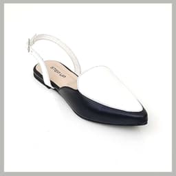 Trendy Black & White Flat Pumps Sandals for Women