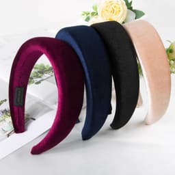 BETESSIN 4 Pieces Padded Headband Headbands Velvet Hair Hoop Womens Wide Hair Band Hair Accessories Sponge Headband Hair Accessories for Women Girls Black Blue Red Apricot