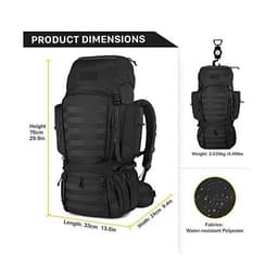 Mardingtop  Backpack Tactical Backpack for Camping Trekking Hiking Hiking Including Rain Cover Black