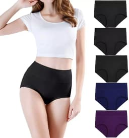 wirarpa WomenHigh Waisted Cotton Underwear Soft Full Briefs Ladies Breathable